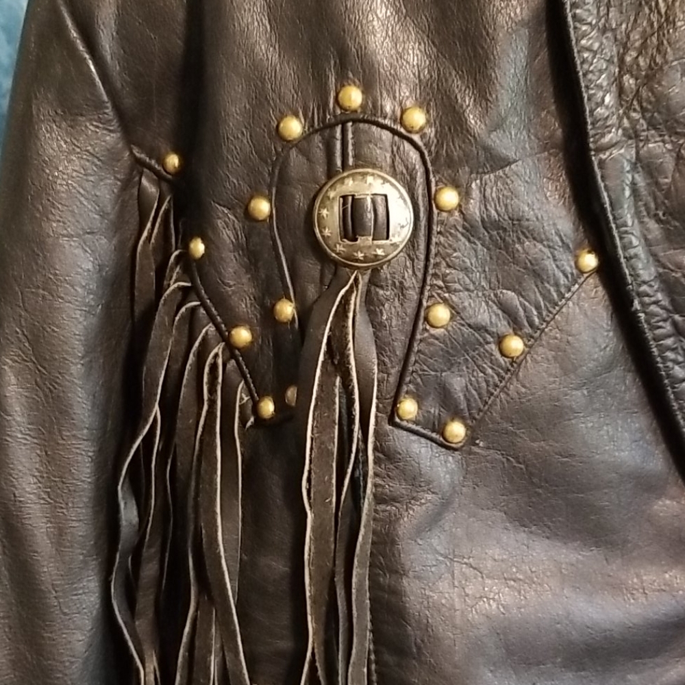 *Vintage*1980*crop GENUINE REAL LEATHER JACKET - Picture 4 of 8